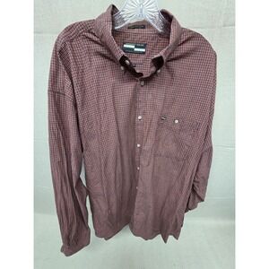 Urgent Gear Sportswear Mens XXL Orange Navy Micro Check Cotton Button Down Shirt